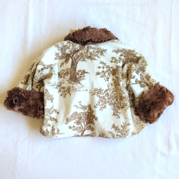 bizoux toile velour matching outfit set with faux fur trim 12 months baby girl - Picture 7 of 16